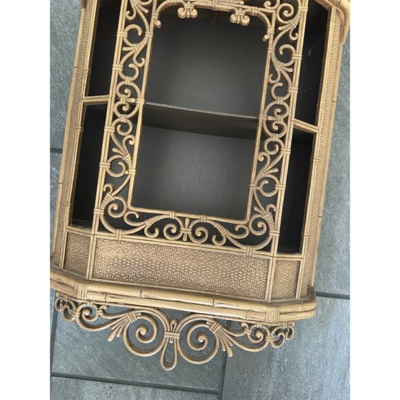 Vintage Homco Syroco Faux Rattan Bamboo Plastic Ornate Wall Cabinet 3609 - Picture 2 of 13